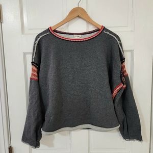 NATURAL LIFE Gray Sweatshirt with Red Accents